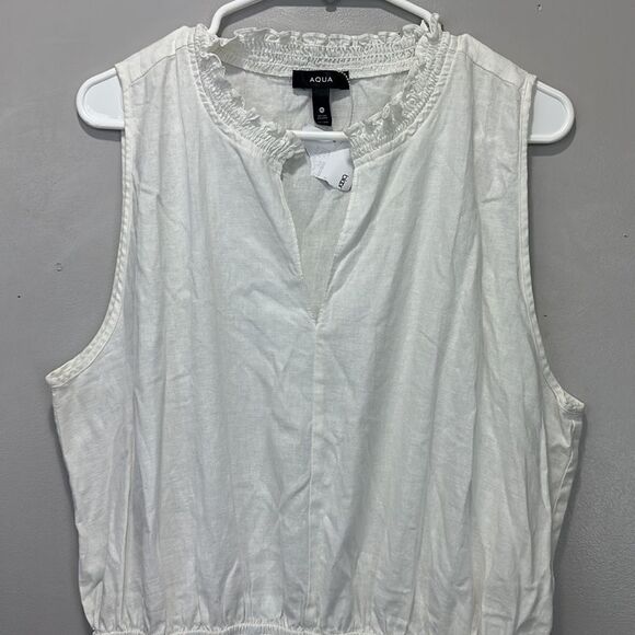 Aqua White Blouson Style Cover up / Dress - Picture 2 of 7